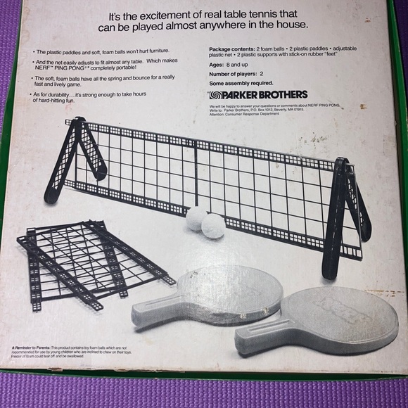 Vintage OFFICIAL Nerf Ping Pong Table Tennis Set Parker Brothers COMPLETE 1982 - Picture 4 of 4